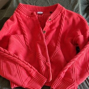 CAbi Coral Cable-Detail Button Front Cardigan